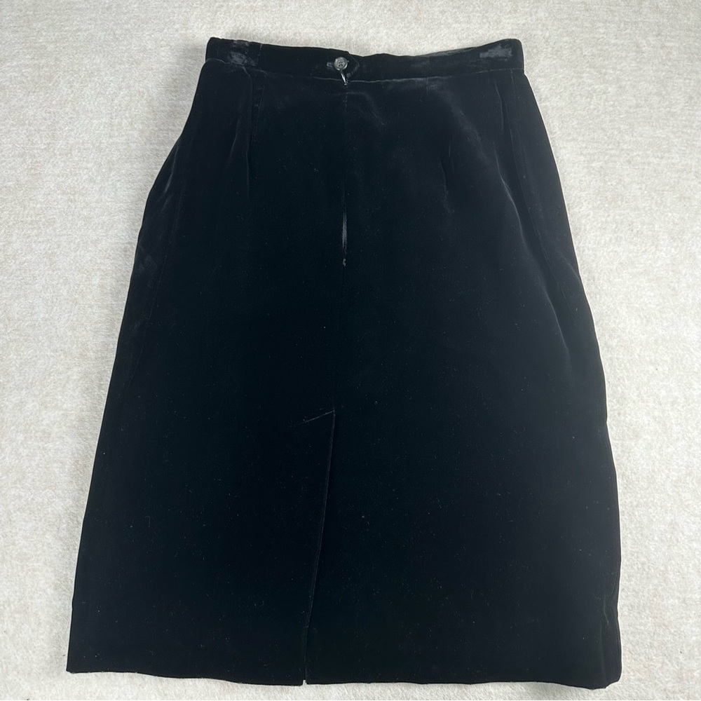 Lauren Ralph Lauren Black Velvet Pencil Skirt Women's Size 10 90s Vintage